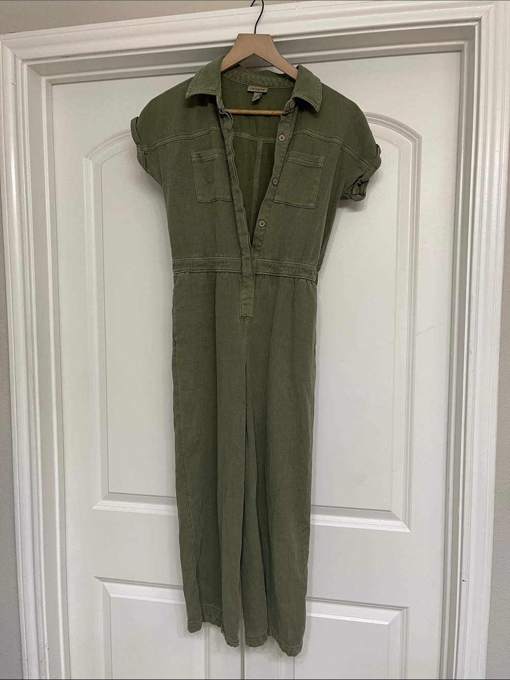 Cat & Jack Olive Green Short-Sleeve Utility Jumpsuit